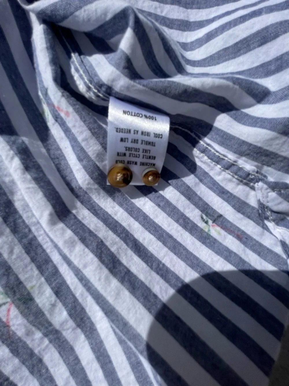 Sovereign Code Blue‎ and White Striped Short Sleeve Button-Down Shirt